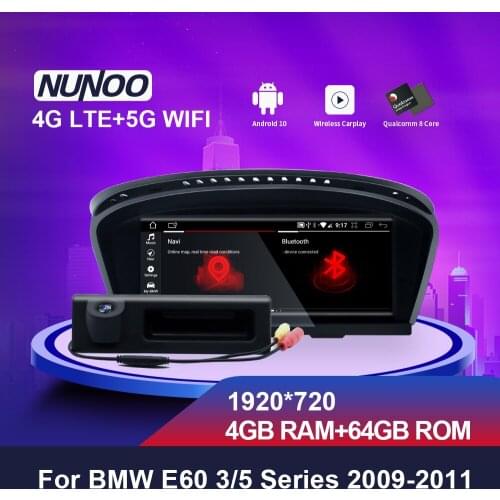 Nunoo Car Radio DVD Multimedia Player 12.3 8.8 Inch 4GB 64GB For BMW 5/3 Series E60 E61 E63 E64 E90 E91 E92 CCC CIC 2004-2011