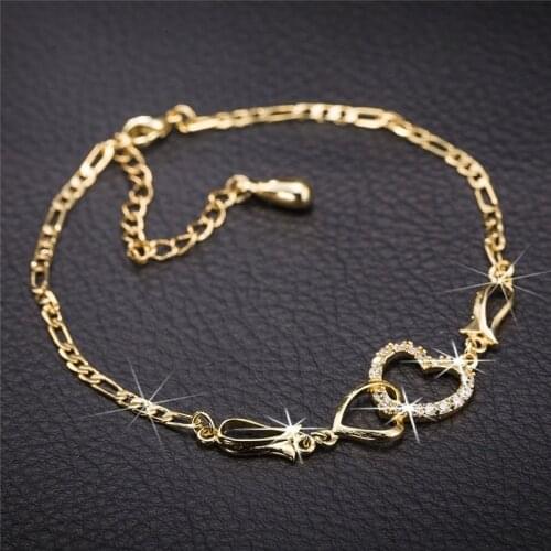 Bohemian Stainless Steel Heart Anklet Set Fashion Summer Womens Heart-Shaped Anklet Beach Barefoot Accessories