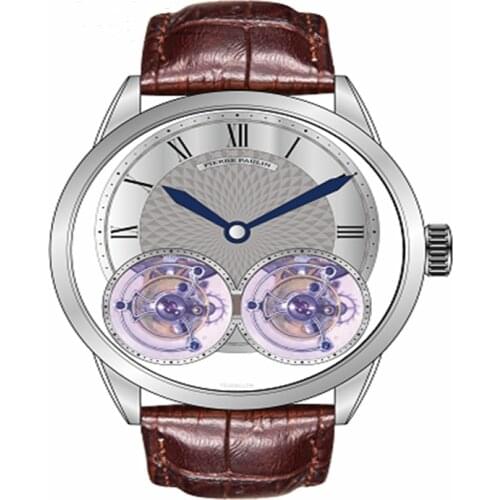 NEW Brand Tourbillon Men Watch Automatic Mechanical Hollow Double Tourbillon Male Wristwatch Creative Gift Unique Pilot Watches