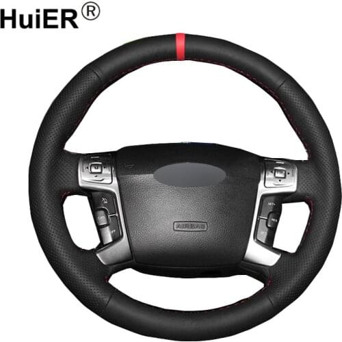 HuiER Hand Sewing Car Steering Wheel Cover Wrap Funda Volante Volant For Ford Mondeo Mk4 2007 2008 2009 2010 - 2012 S-Max 2008