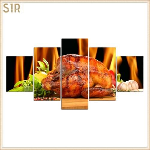 Food Restaurant Hotel Decoration Wall Art HD Five Poster Printing Oil Painting Home Mural Delicious Poster For Dining Room Decor