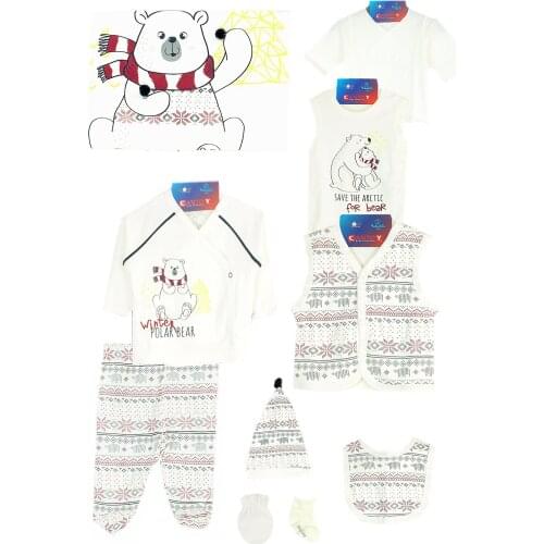Newborn Essentials Natural Organic Embroidery Baby Boy Clothing Newborn Baby Boy 10 Piece The Zibin Set polar Bear pattern