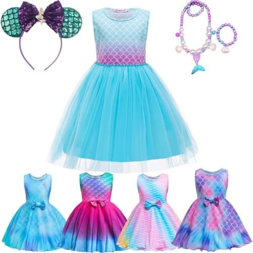 Baby Girl Little Mermaid Princess Dress Ariel Cosplay Costumes For Kids Up Sets Children Clothing Party Summer