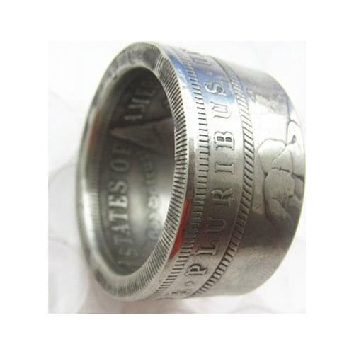 Hobo 1881 Morgan Silver Dollar Coin Ring Silver Plated Handmade In Sizes 8-16