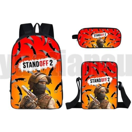 3D Backpack Canvas Casual Shooting Games Standoff 2 Backpack Anime 16 Inch Bagpack 3 Pcs Set School Bag for Teenagers Harajuku