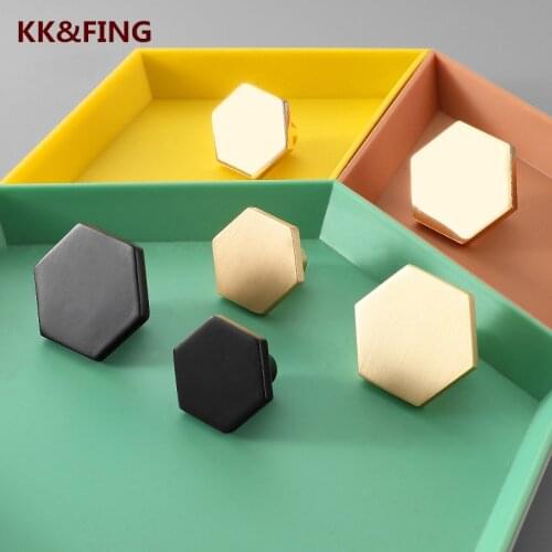 KK&FING Simple Zinc Alloy Gold Handles Black Single Hole Drawer Pulls Cupboard Door Handle Furniture Hardware Door Knobs