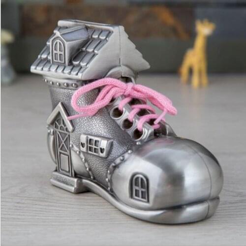 Creative Boots shape metal kids money box coin bank coffre fort secret for money hidden safe CXG013