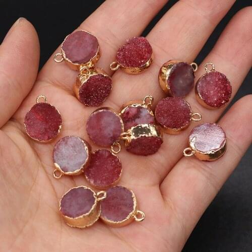 Natural Stone Crystal Cluster Pendants Round Shape Exquisite Charm For jewelry making DIY necklace Earring accessories