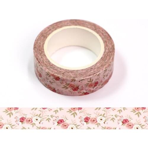15MMx10M Pink Flower Washi Tape Rose Decorative Scotch Tape Masking Tape Scrapbooking Sticker Label Stationery