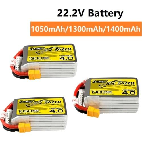 For TATTU 22.2V 1050mAh/1300mAh/1400mAh 130C 6S1P LiPo Battery for RC Racing Drone RC Quadcopter With XT60 Plug
