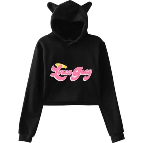 Loren Gray spring new hot sale Kawaii cat ear cotton hoodie casual all-match pullover loose hoody comfortable short sexy hoodie