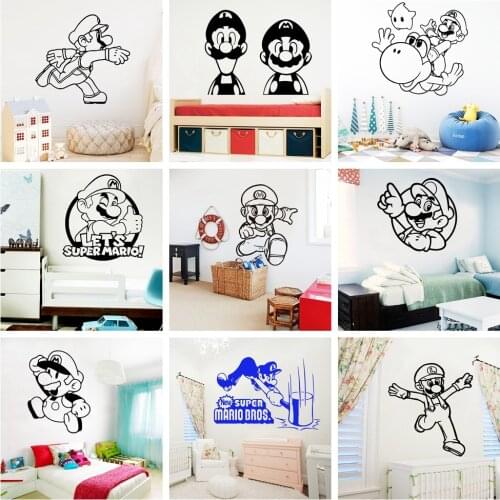 Cute Super Mario Wall Decal Wall Sticker for Kids Room Decoration Stickers Gaming Wallpaper For Boys Gaming Room Vinyl Stickers