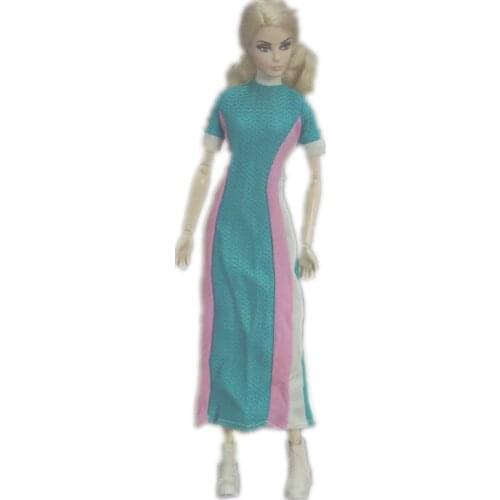 Fashion Blue Long Dress For Barbie Doll Clothes Outfits 11.5" Dolls Accessories Daily Wear Kids DIY Toys For Children Collection