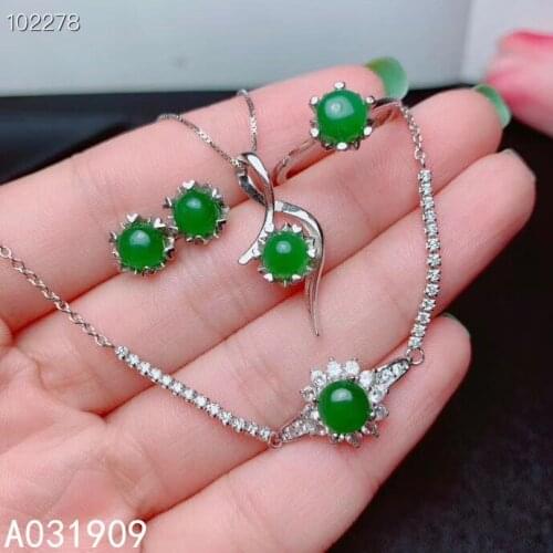 KJJEAXCMY boutique jewelry 925 sterling silver inlaid Natural jasper Bracelet pendant Earring Ring Suit Support Detection trendy