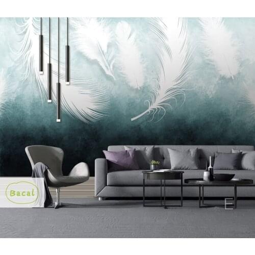 Bacal Custom 3D Nordic Minimalism White Feather Mural Wallpaper Modern Abstract Art Wall Fresco Living Room Bedroom Wall Paper