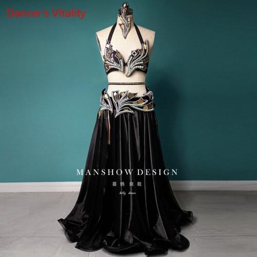New Belly Dance Women Oriental Dance Costumes High-end Custom Sexy Long Skirt five-piece Suit Dance Competition Set