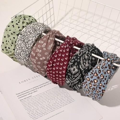 New Fashion Print Wide-edge Pleated Hair Hoop Women Retro Simple Cross Headband Face Non - Slip Hairband Hair Accessories