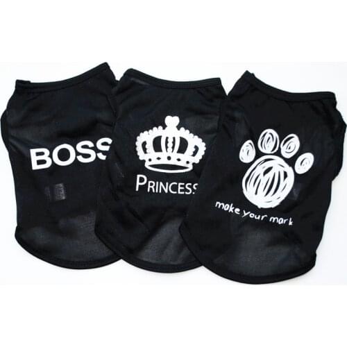 Polyester dog clothes Pet clothes summer casual footprints crown puppy dog vest breathable cool Boss dog t shirt for small dog