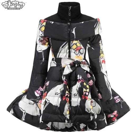 School Girls Winter Coat 2018 Winter Children Clothing Down Cotton Princess Girls Coat Print Mandarin Collar Baby Girl Clothes