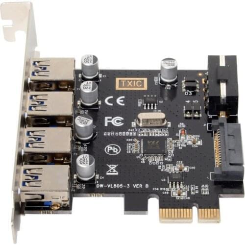 CYDZ PCI-E to USB 3.0 HUB PCI Express Expansion Card Adapter 5Gbps 4 Ports for Motherboard