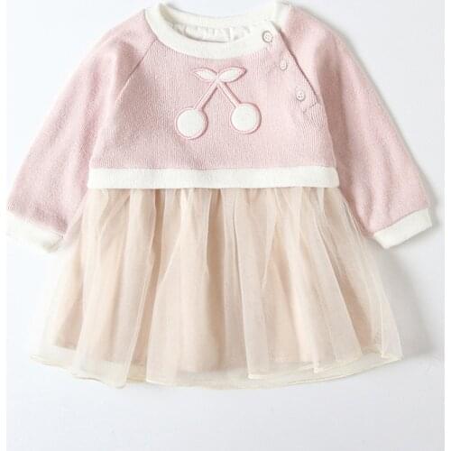 Girls Dress New Autumn Girls Clothes Berries Design Lantern Sleeve Girls Dress Birthday Party Dress Ball Gown For 0-2 Yrs