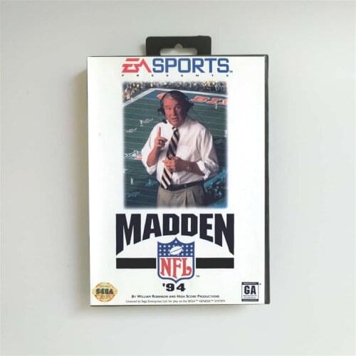 Madden NFLed '94 - USA Cover With Retail Box 16 Bit MD Game Card for Sega Megadrive Genesis Video Game Console