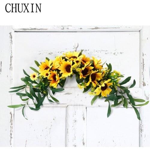CHUXIN Sunflower Series Silk Artificial flower 58cm Half Wreath Door Wall Balcony Home Decoration Wedding DIY Personalized Dress