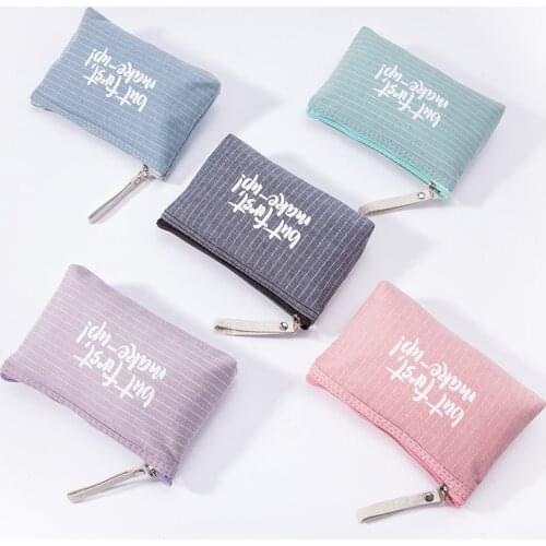 Portable Women Canvas Cosmetic Bag Cute Printed Makeup Case Beauty Wash Organizer Storage Make Up Kit Toiletry