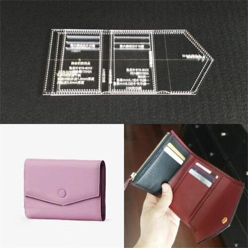 Handmamde Woman Wallet Acrylic Template Leather Pattern DIY Hobby Leathercraft Sewing Pattern Stencils 13x10x2cm free shipping