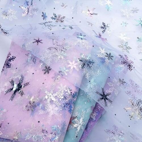 100x150cm Colorful Gradients Tulle Fabric for DIY Handmade Craft Hair Ornament Doll Cloth Snowflake Printed Mesh Fabric Supplies