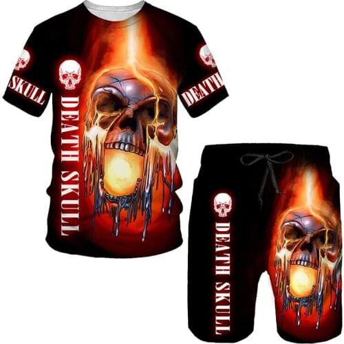 Horror Skulls 3D printing T-shirt mens shorts suit sportswear mens O-neck short-sleeved sportswear summer pullover suit XS-6XL
