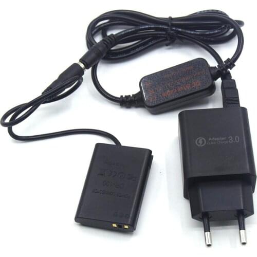 QC3.0 USB Charger + USB Cable fit power bank + DR-100 DC Coupler NB-12L NB12L dummy battery dc Grip for Canon G1 X Mark II N100