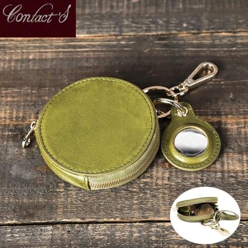Genuine leather Women Wallets Mini Coin Purse Portable Cute Zipper Purses Pouch Female Keychain Wallet airpods Earphone case