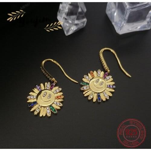 S925 Silver New Sun Flower Earrings Earrings Ladies Summer Earrings Fashion Jewelry