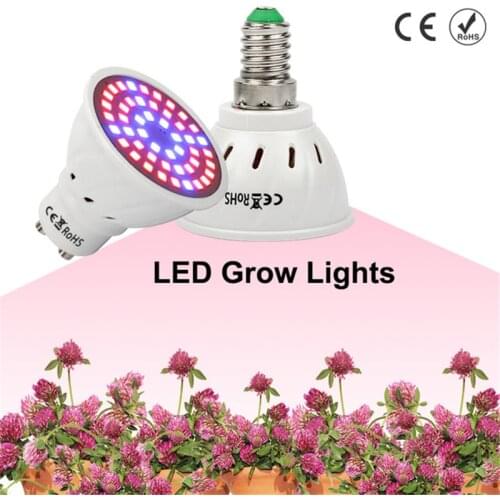 1Pcs LED Grow Light Full Spectrum Fitolampy 48 60 80Leds E27 GU10 MR16 Led Plant Grow Lamp Light 220V For Hydroponics Greenhouse
