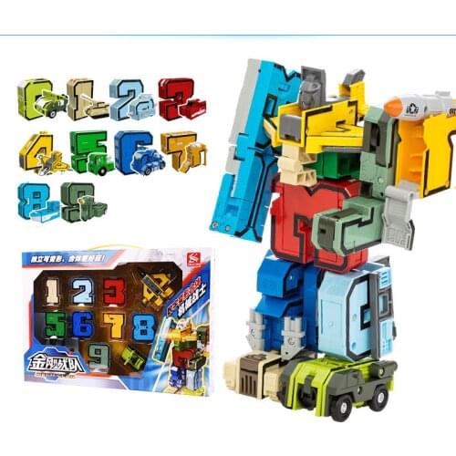 10/15pcs Educational Blocks Action Figure Transformation Number Robot Toy Childre Creative Blocks Robot Deformation Assembling