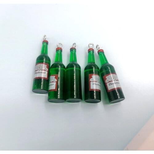 10pcs Simulated Beer Bottle Charms Resin Earring Findings 3D Phone Case Key Chain Necklace DIY Decoration Jewelry Make C375