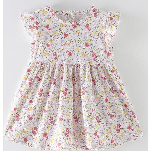 1-7Y Brand 100% Combed Cotton Baby Girl Clothes Infant Kids Long Sleeve Dresses for Girls Casual Tops One-piece Dress Pink Bunny