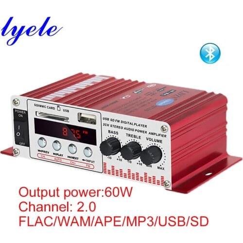 HiFi mini AV home power amplifier 2.0 supports Bluetooth USB SD FM TV DVD input DC12V 60W