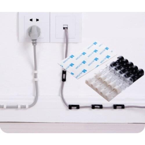 20PCs ABS Storage Hooks for Wire Cable Data Line Shelves for Wall Home Offfice Storage Organizer Holder with 3m Stickers