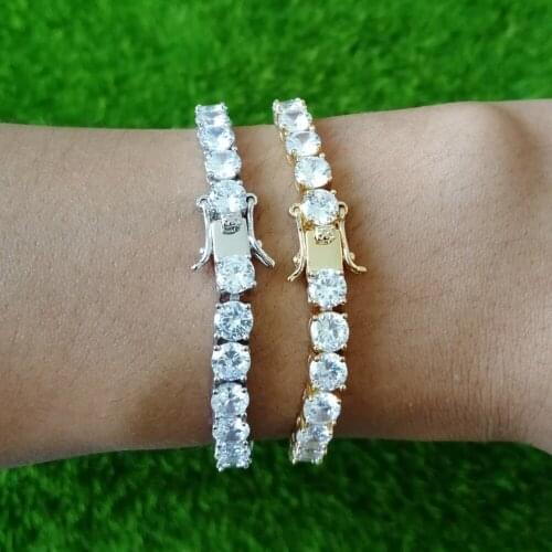 5mm Bling Iced Out Fashion 7inch 8inch Brass Bracelet Mens CZ Jewelry BB019