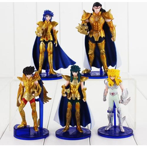 5pcs/lot New Cosplay Seiya Gold Shiryu Saori Kido Hyoga Shun PVC Action Figure Model Doll Toys