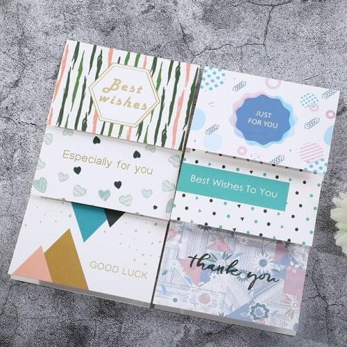 6 Envelope Greeting Cards Simple Folding Flat Cards New Year Thank You Message Holiday Gift Cards