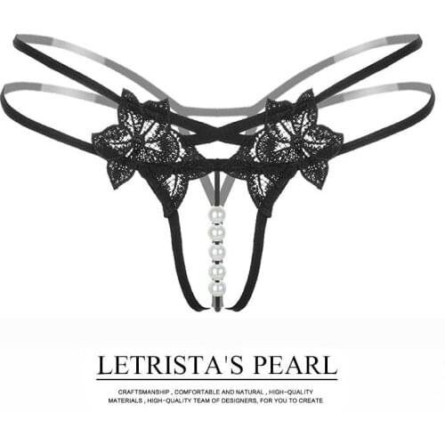 7color Gift beautiful Lace Leaves Womens Sexy Lingerie Thongs G-string Underwear Pearl Panties Briefs Ladies T-back Massage