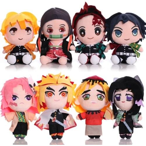 8pcs/Lot Anime Demon Slayer Figure Stuffed Plush Toy Tanjirou Dolls Nezuko Zenitsu Plush Toy Tomioka Giyuu Hashibira Inosuke