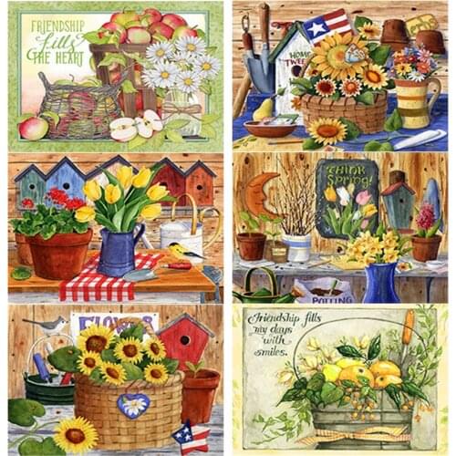 New 5D DIY Diamond Painting Flower basket Diamond Embroidery fruit Cross Stitch Full Square Round Drill Home Decor Manual Gift