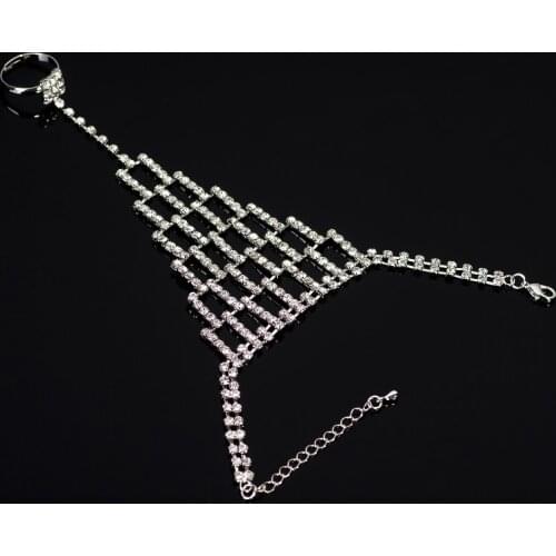 2016 Europe Fashion Silver Color Tassel Rhinestone Bracelet Jewelry Vintage For Women Ladies#B107