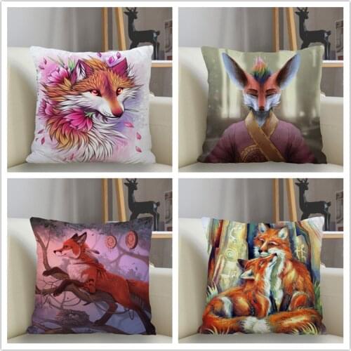 Musife Fantasy Fox Pillowcase Custom Square Pillow Cover Case Zipper Pillowcase 35X35,40x40,45x45cm Drop Shipping