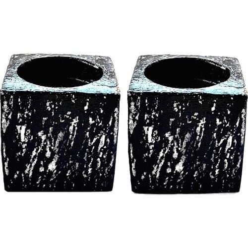 Merland Black White Cube Candle Holder Setı