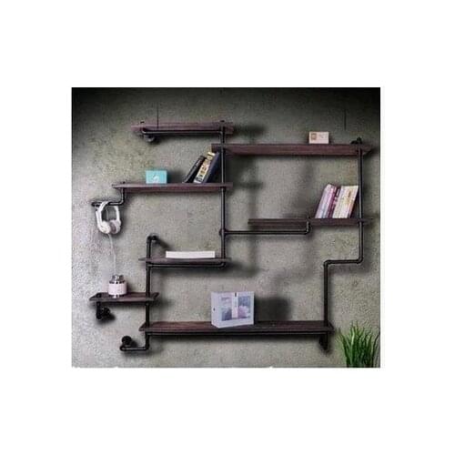 Country attic wrought iron retro old-fashioned solid wood partition shelf, high shelf, bookcase creative exhibition